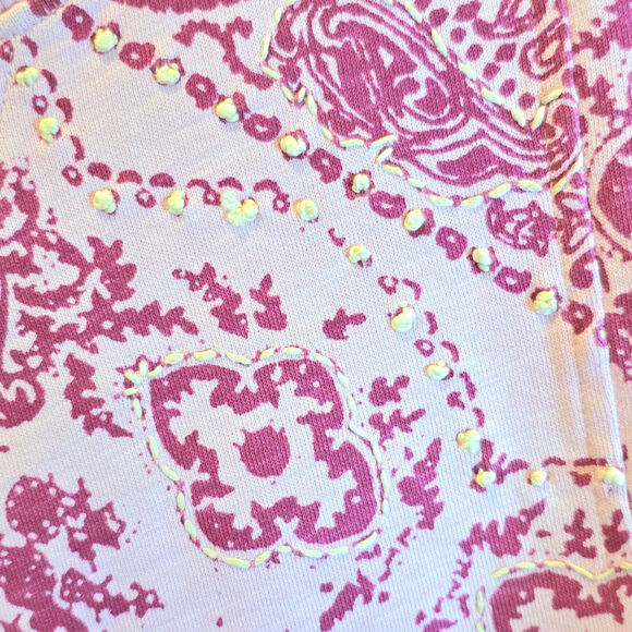 Sundance Bandana Sweatshirt Maebelle Pullover Sz Large Pink Embroidered $128 - Picture 10 of 15